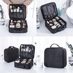 Professional Vanity Bag with Adjustable Compartment Makeup Organizer Bag (Black)