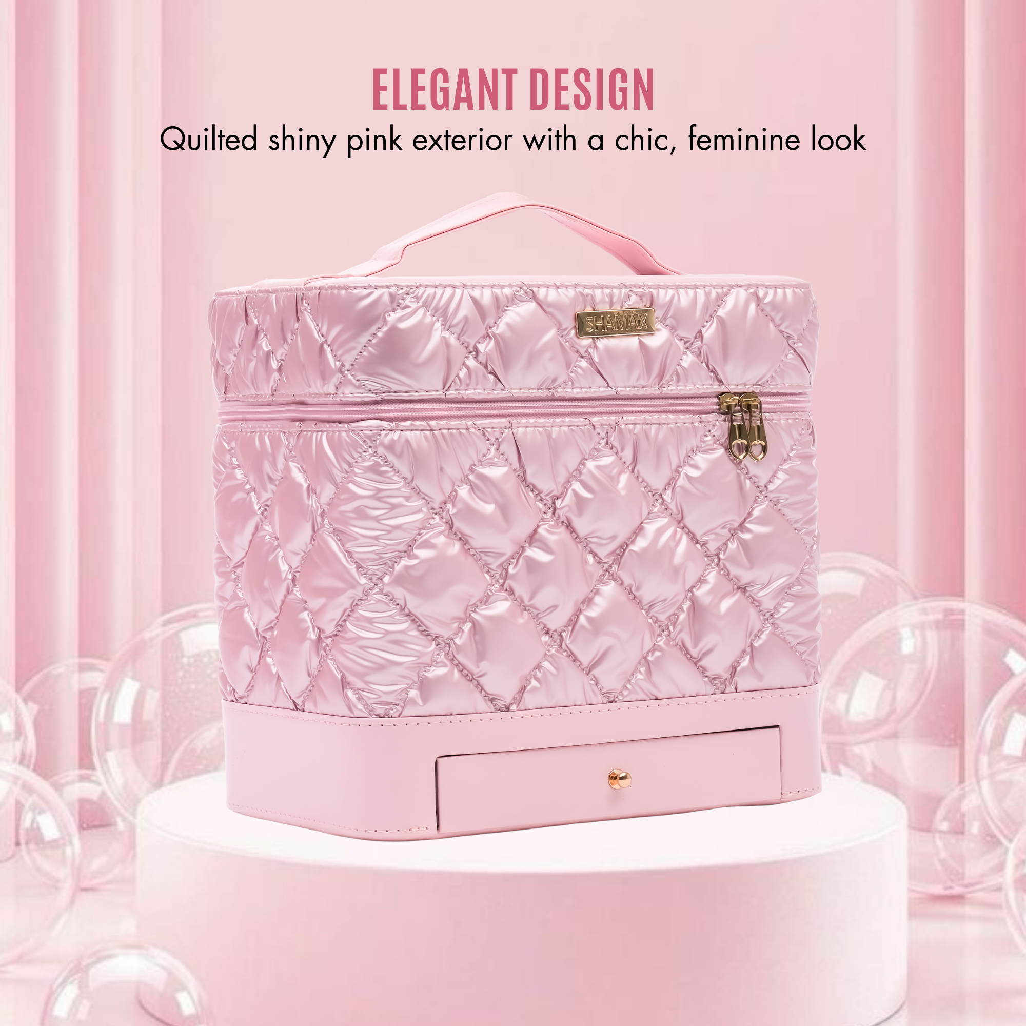 Makeup Organizer Box Vanity Case with Mirror