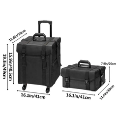 Professional Rolling Makeup Case Trolley - Detachable 2 Bags - 8 Removable Drawers