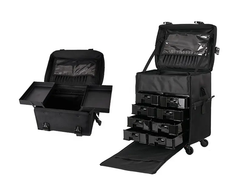 Professional Rolling Makeup Case Trolley - Detachable 2 Bags - 8 Removable Drawers