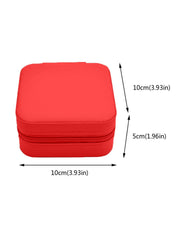 Travel Jewelry Box for Women – Portable Faux Leather Organizer with Ring Holder - Red