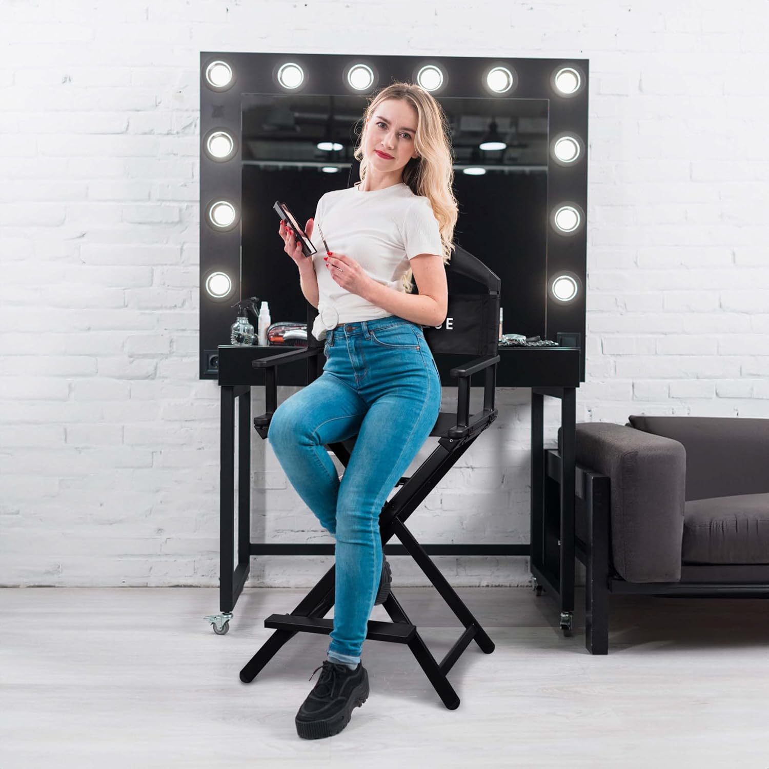 Makeup Artist Director Chair with Head Rest Foldable Chair