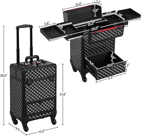 Makeup Artist Rolling Trolley Makeup Box Beauty Train Case (8163)