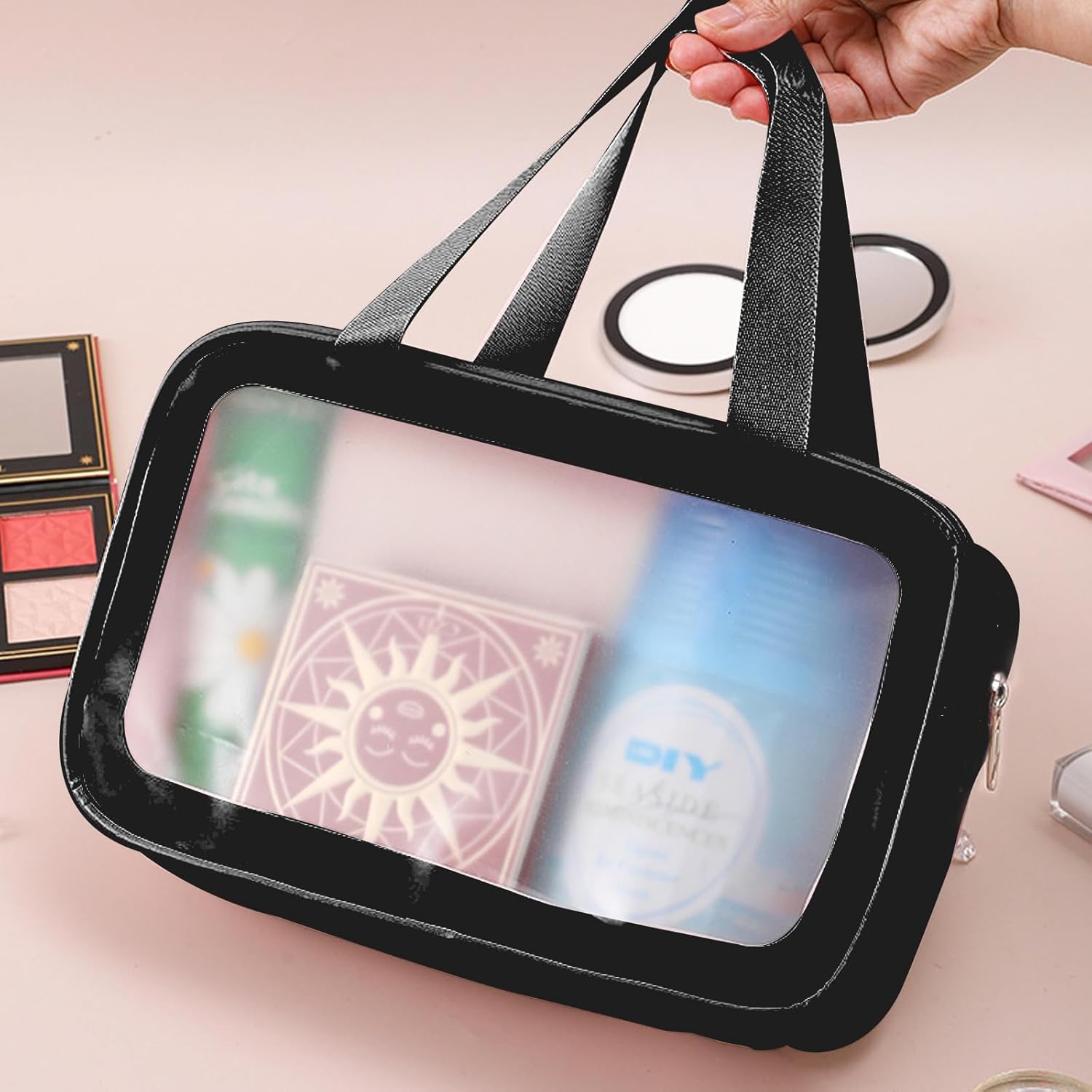 Washbag Pouch Bag for Home & Travel, Toiletry Bag for Women (Black)