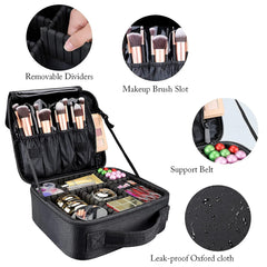Professional Vanity Bag with Adjustable Compartment Makeup Organizer Bag (Black)
