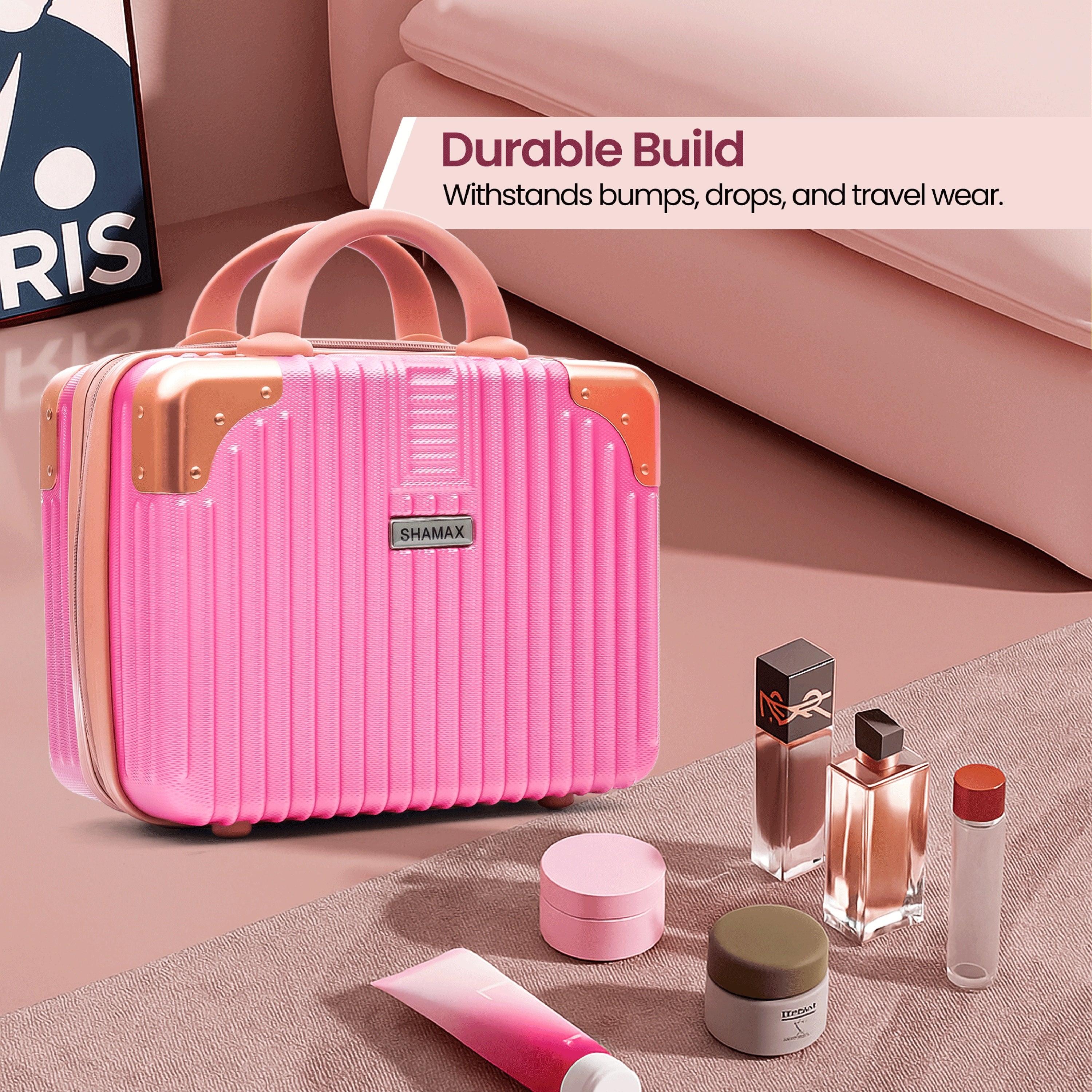 Hard Shell Cosmetic Box Portable Makeup Travel Vanity Box