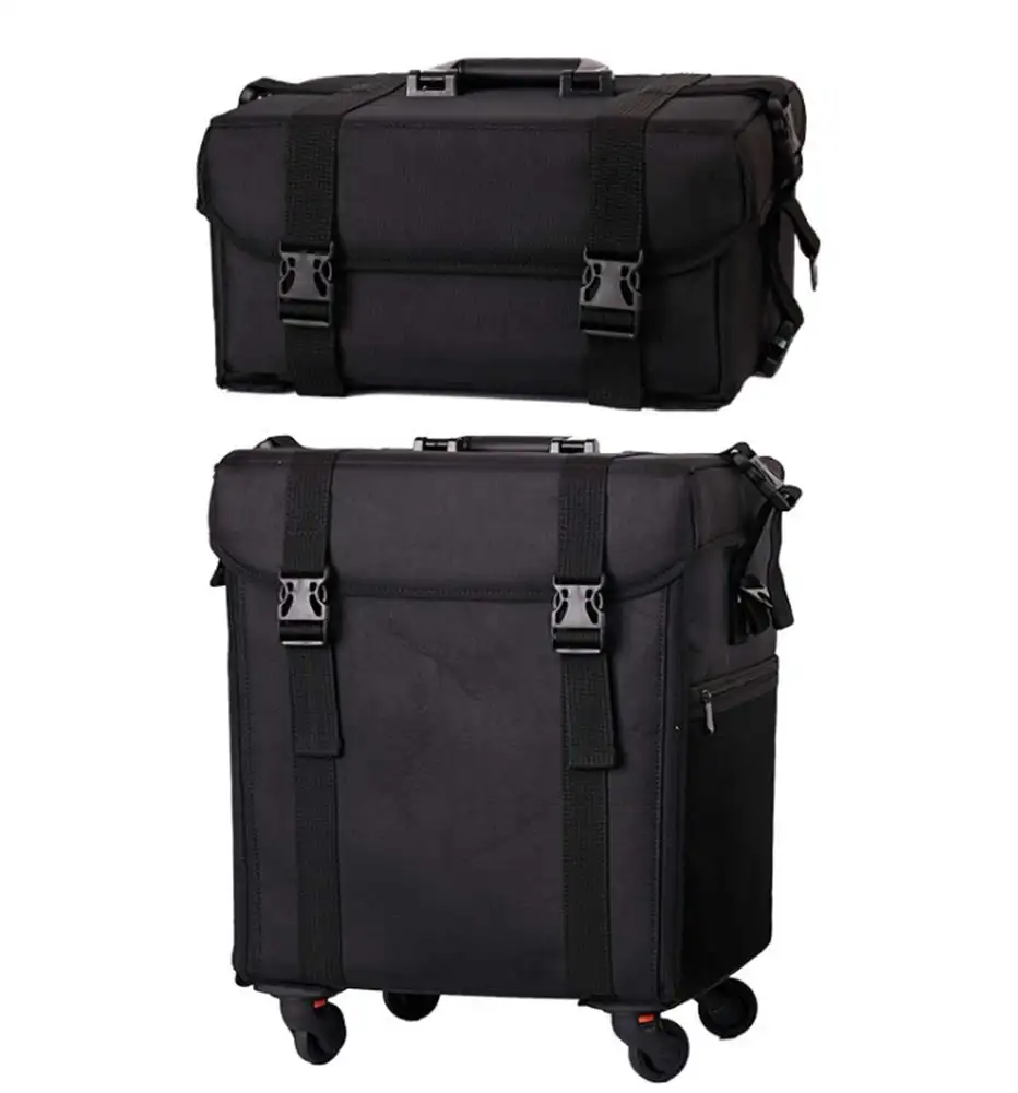 Professional Rolling Makeup Case Trolley - Detachable 2 Bags - 8 Removable Drawers